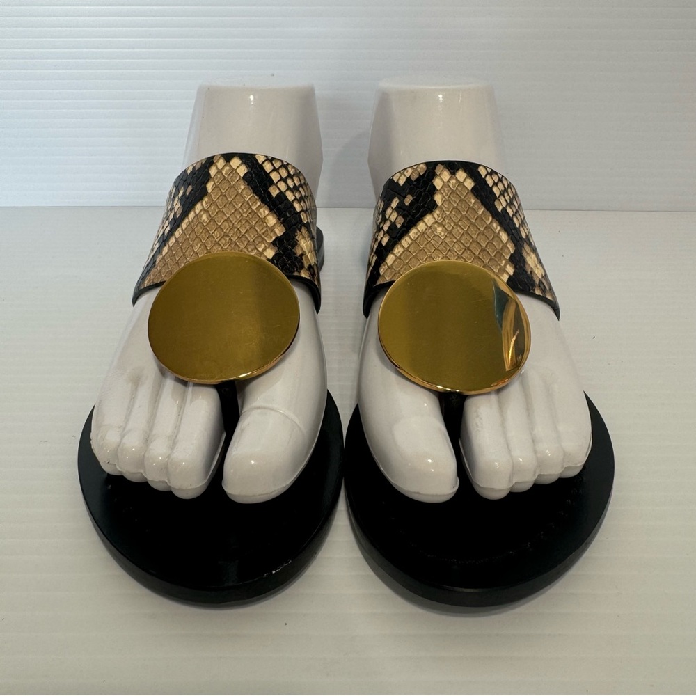Tory Burch Patos Disk Thong Woven Leather Sandals Size 5 1/2 - Picture 4 of 12